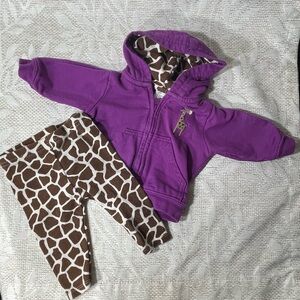 Carter's Just One You 3 month Baby purple  Giraffe Print Outfit 100% cotton 3m